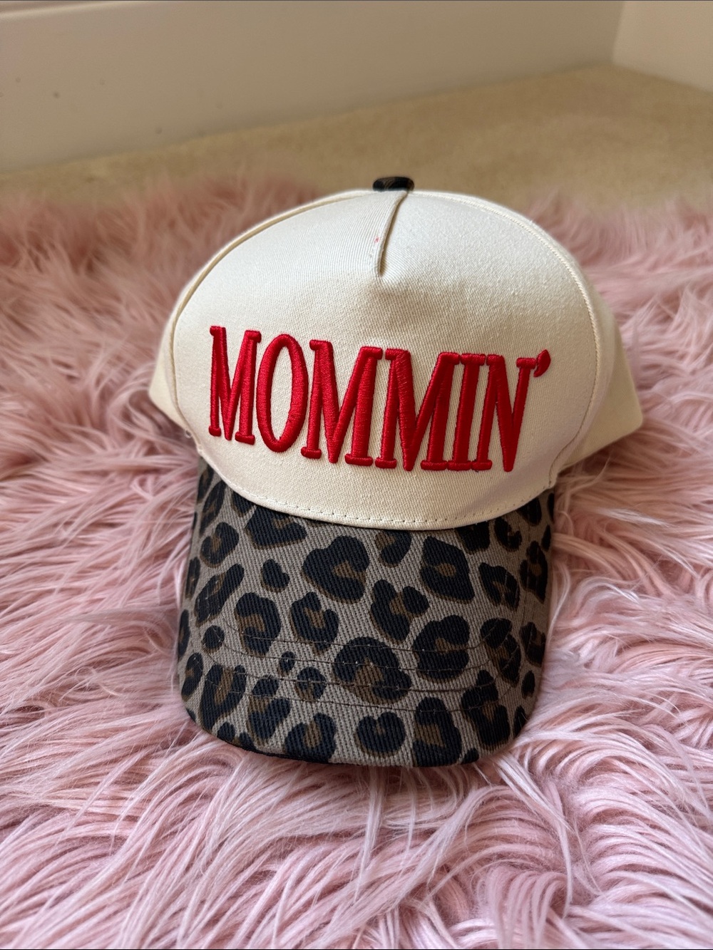 Cream 'Mommin'' Cap with Leopard Bill - Picture 2 of 6